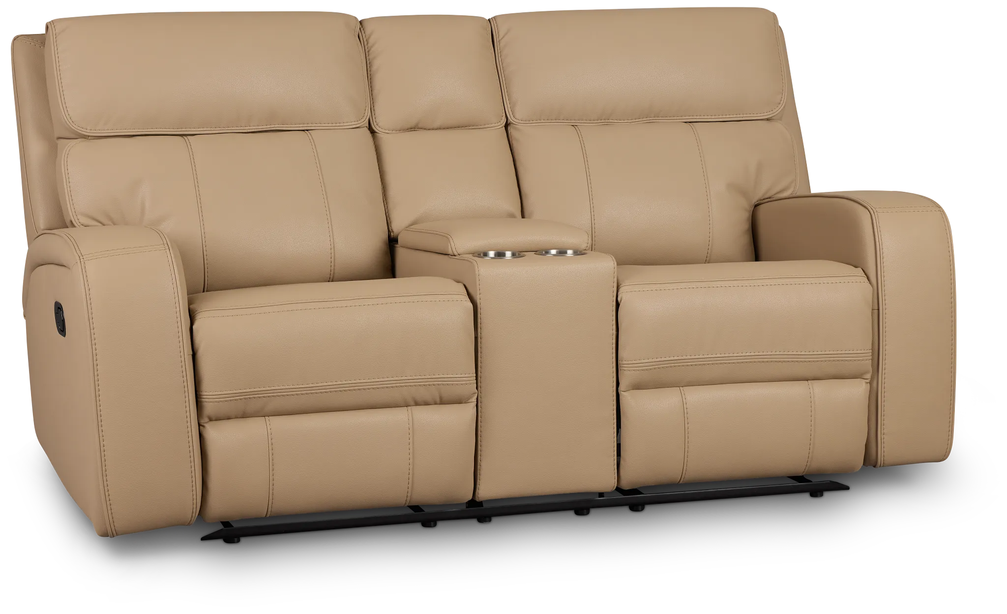 Rhett Taupe Micro Reclining Console Loveseat