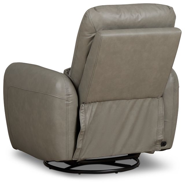 Eve Light Gray Lthr/vinyl Power Swivel Glider Recliner