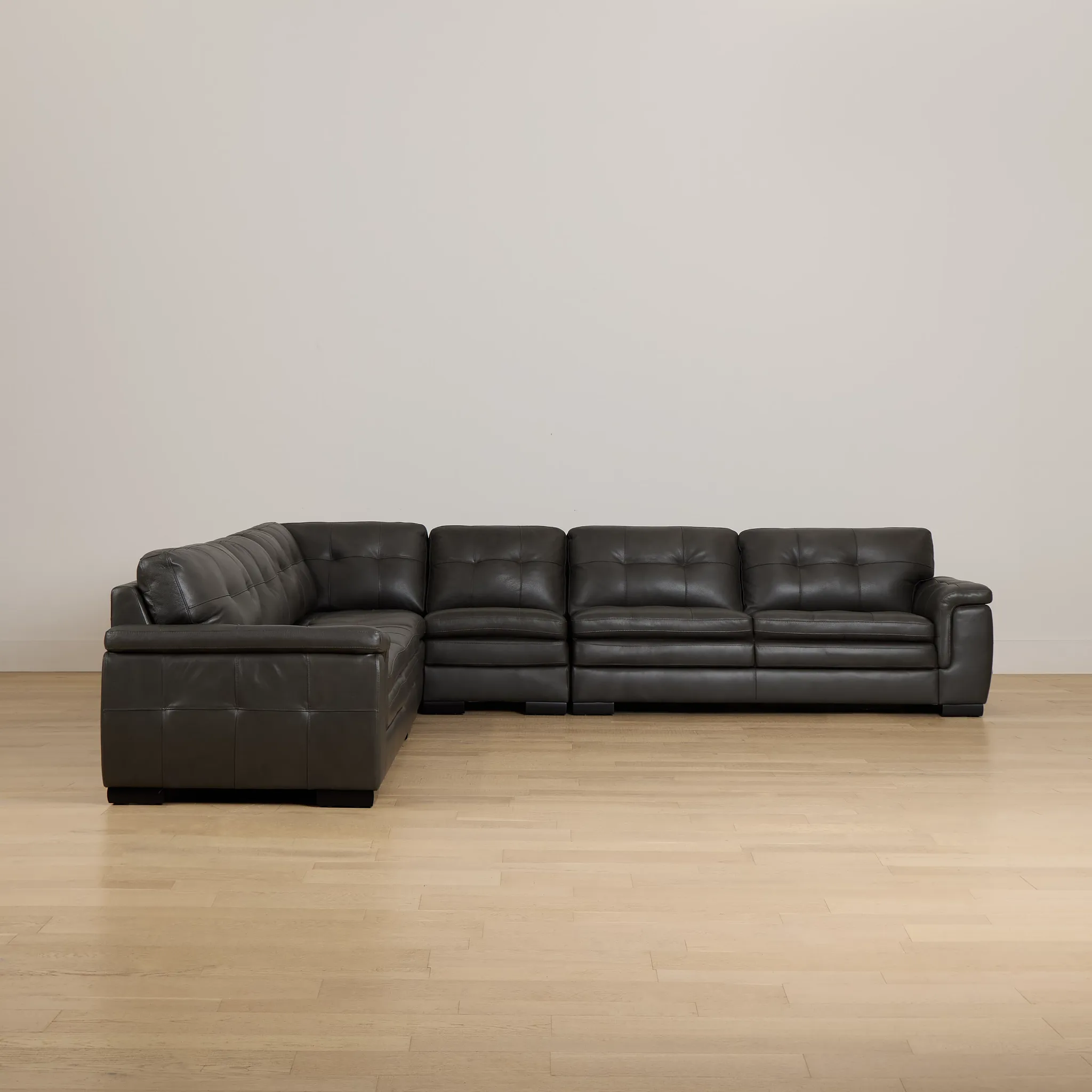 Braden Dark Gray Leather Large Two-arm Sectional