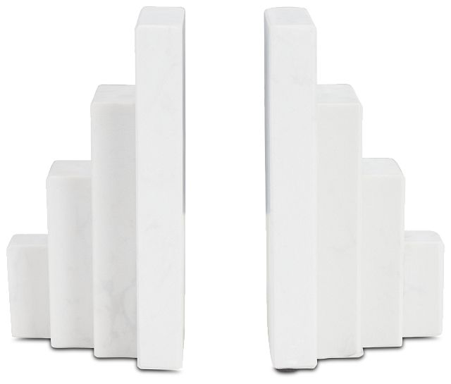 Erie White Marble Bookends