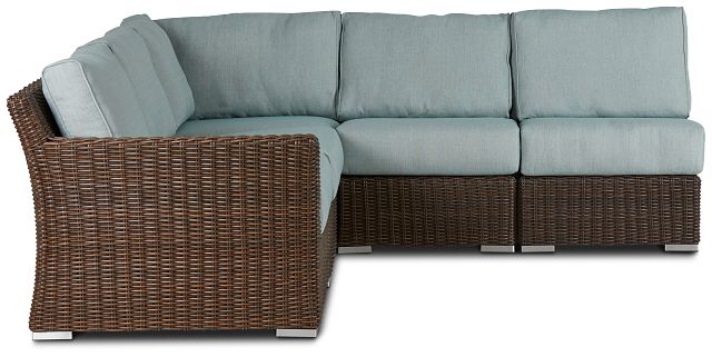 Southport Teal Left 5-piece Modular Sectional (3)