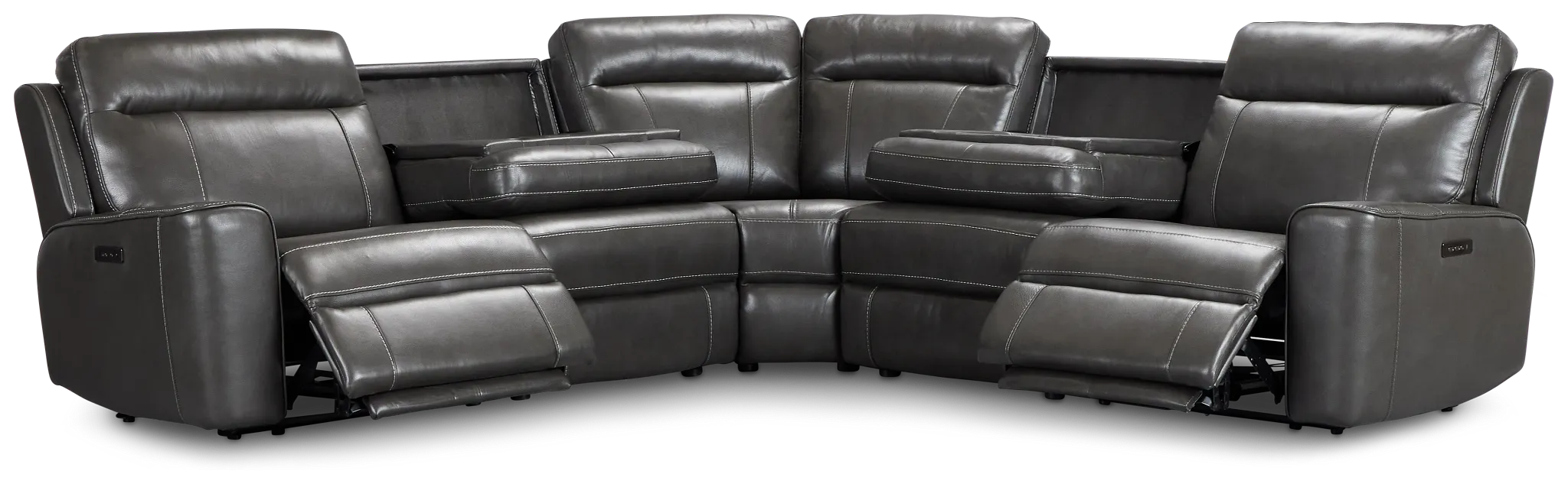 Benji Dark Gray Lthr/vinyl Small Two-arm Power Reclining Sectional