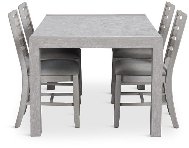 Mckinney Gray Marble Table & 4 Slat Chairs