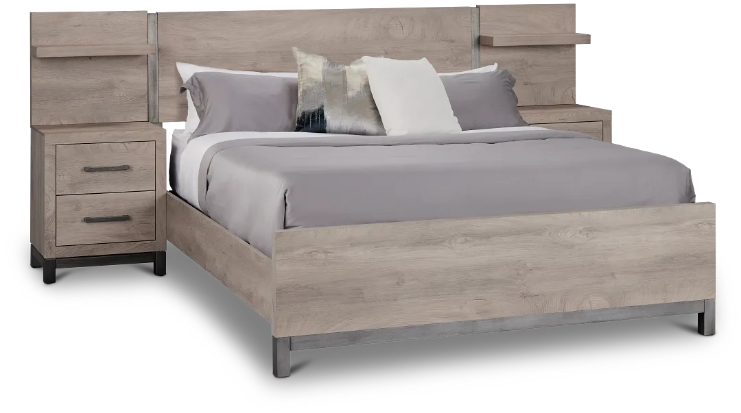Evanston Gray Spread Bed W/ Two Nightstands