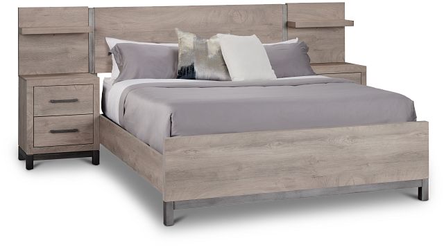 Evanston Gray Spread Bed W/ Two Nightstands