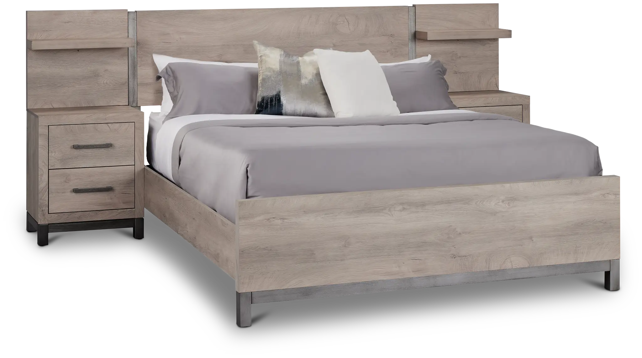 Evanston Gray Spread Bed W/ Two Nightstands Evanston Gray Spread Bed W/ Two Nightstands