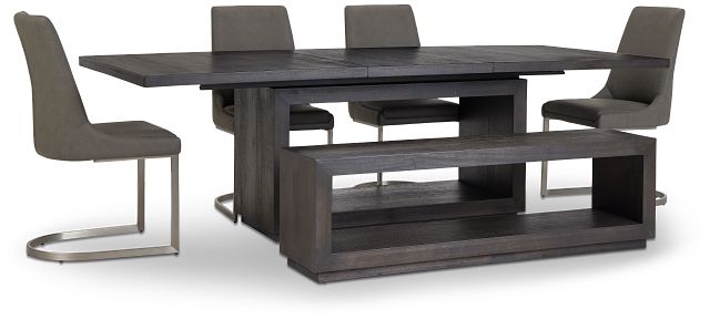 Madden Dark Tone Table, 4 Chairs & Bench