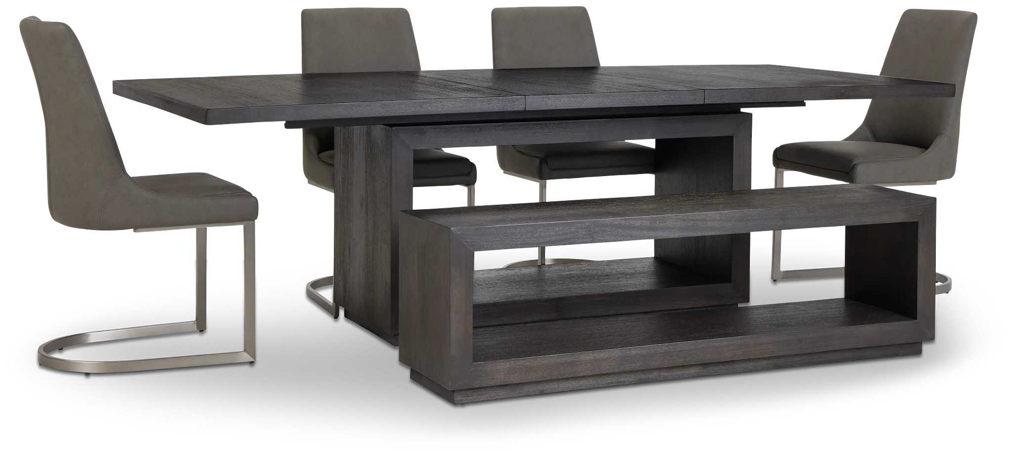 Madden Dark Tone Table, 4 Chairs & Bench