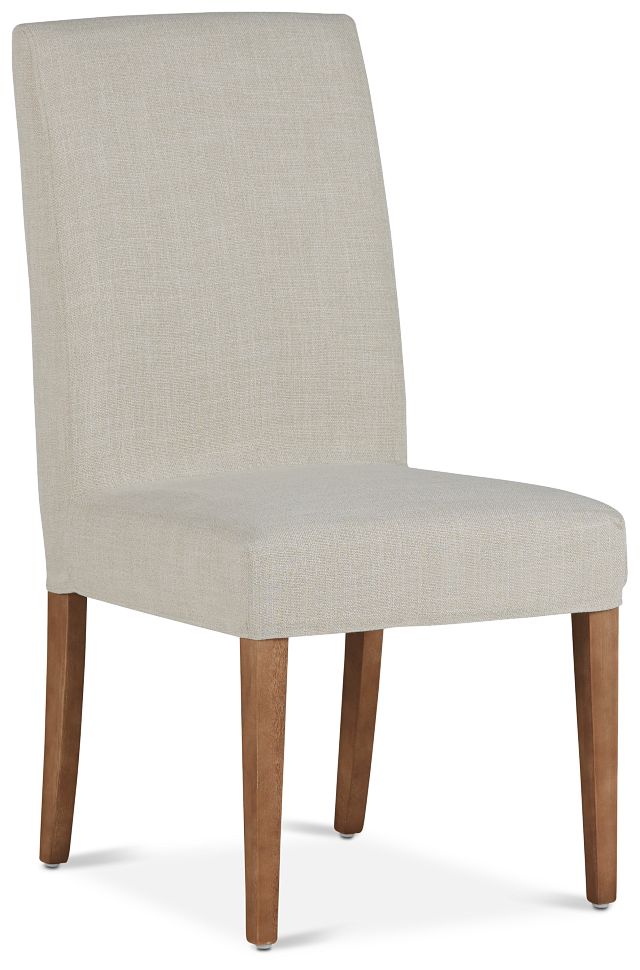 Harbor Light Beige Short Slipcover Chair With Light Tone Leg