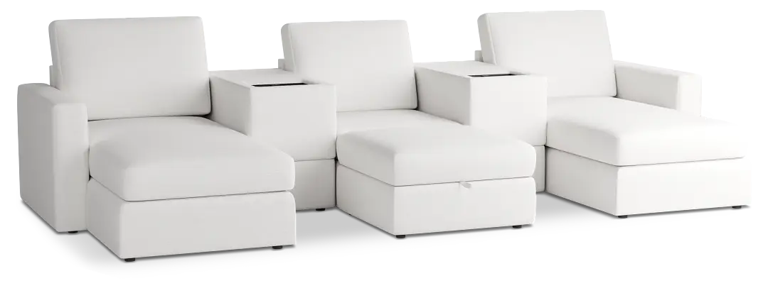Citymod White Fabric 6-piece Home Theater With Media Consoles Citymod White Fabric 6-piece Home Theater With Media Consoles