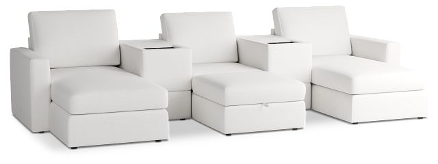 Citymod White Fabric 6-piece Home Theater With Media Consoles