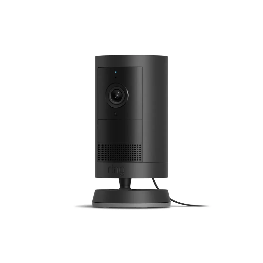 Ring Cam Plus Plug In Black Outdoor Security Cameras