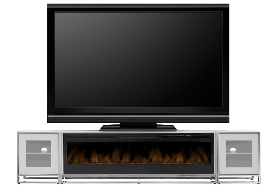 State Street White 118 Tv Stand With Fireplace Insert