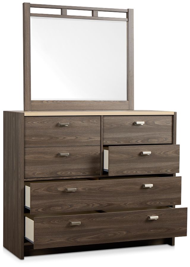 Warren Two-tone Stone Dresser & Mirror