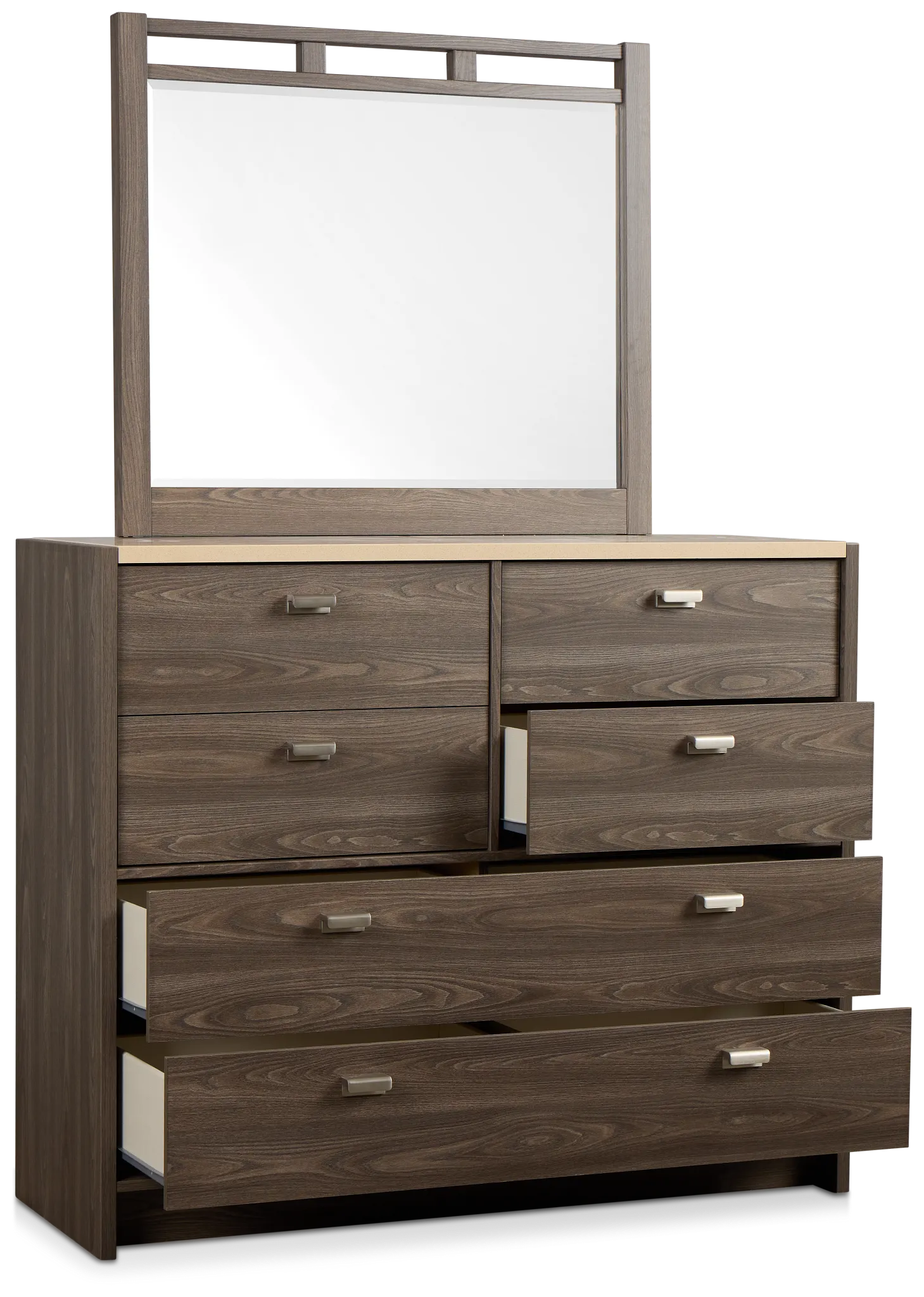 Warren Two-tone Stone Dresser & Mirror