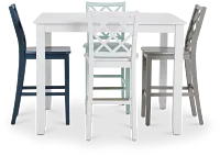 Edgartown White Square High Table & Mixed Barstools