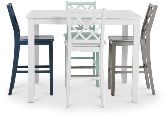 Edgartown White Square High Table & Mixed Barstools