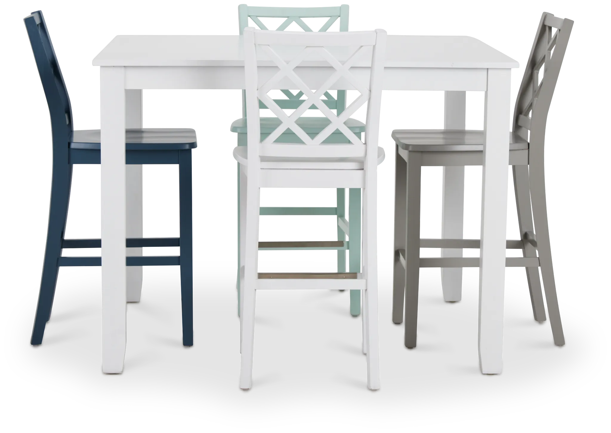 Edgartown White Square High Table & Mixed Barstools