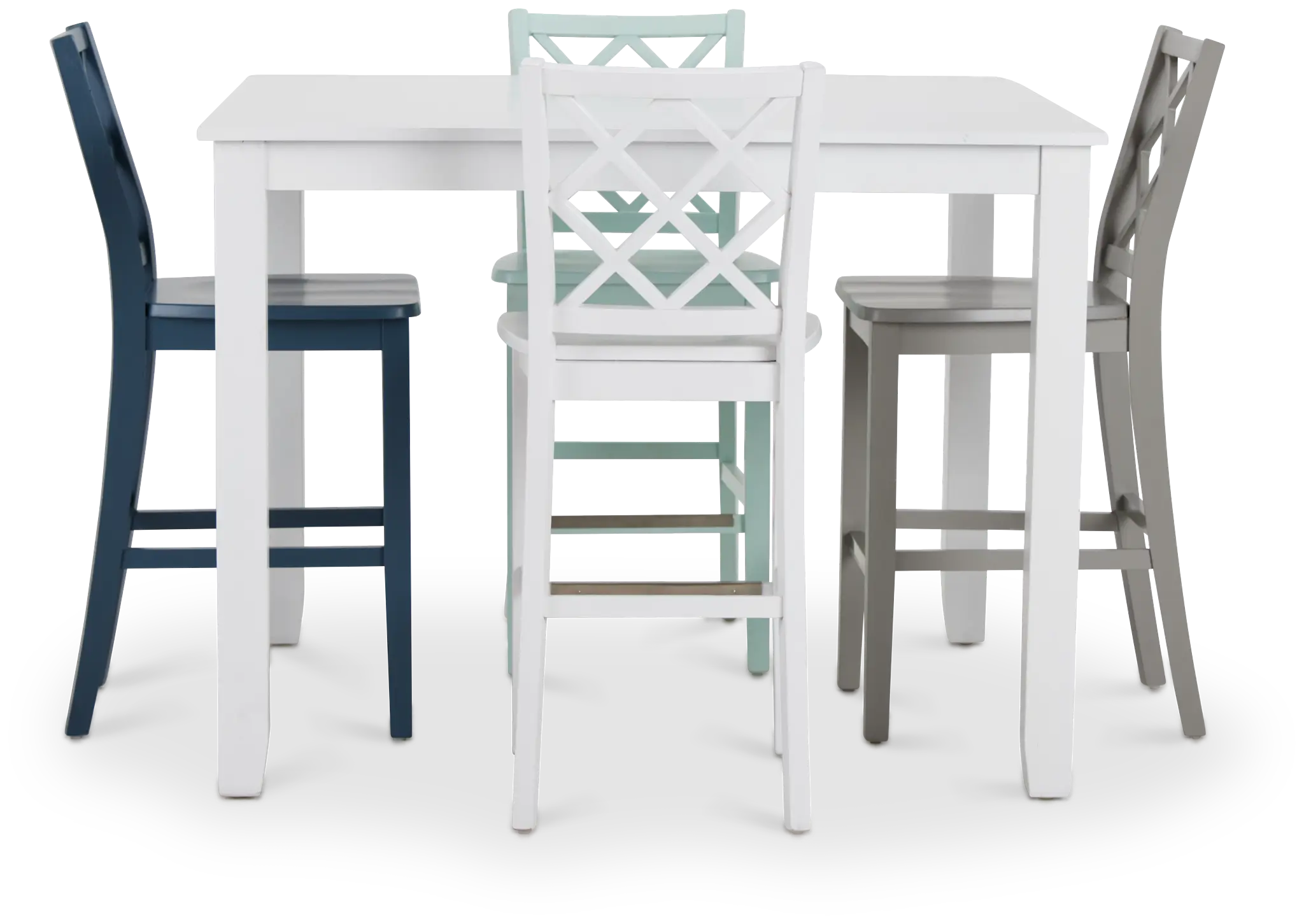 Edgartown White Square High Table & Mixed Barstools Edgartown White Square High Table & Mixed Barstools