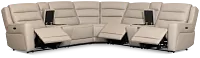 Wilder Taupe Leather Large Triple Power Reclining Two-arm Sectional
