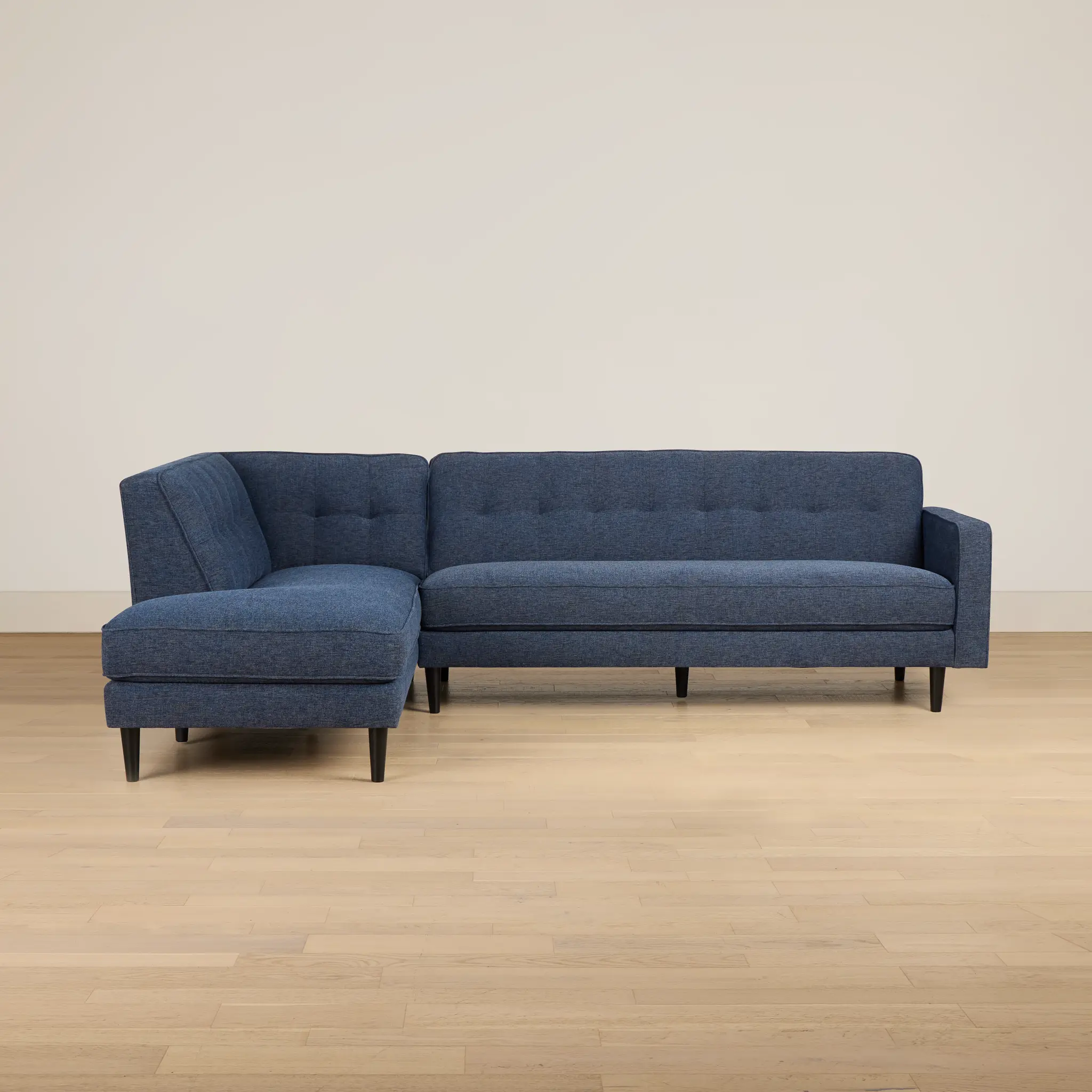 Milo Blue Fabric Small Left Bumper Sectional Milo Blue Fabric Small Left Bumper Sectional