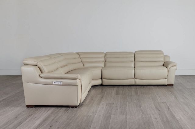 Sentinel Taupe Lthr/vinyl Two-arm Power Reclining Sectional (2)