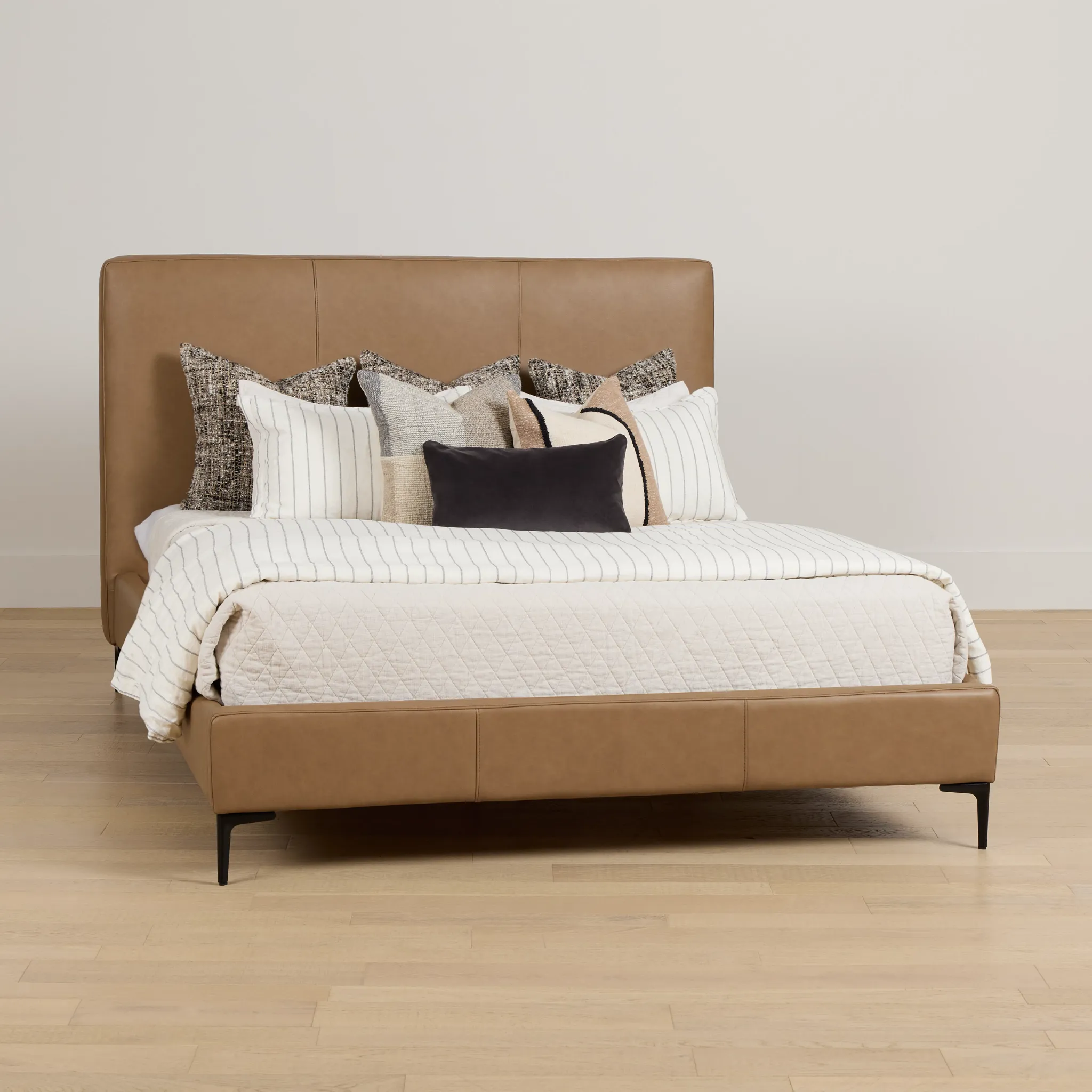 Highland Dark Brown Leather Panel Bed