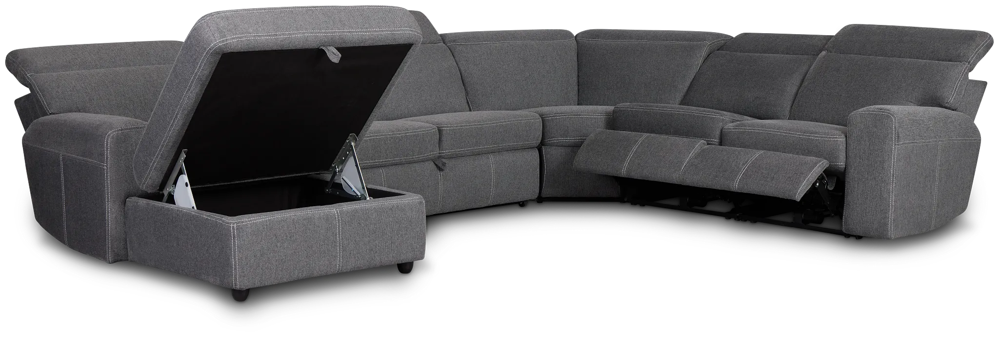 Callum Dark Gray Storage Small Left Dual Power Chaise Sleeper Sectional