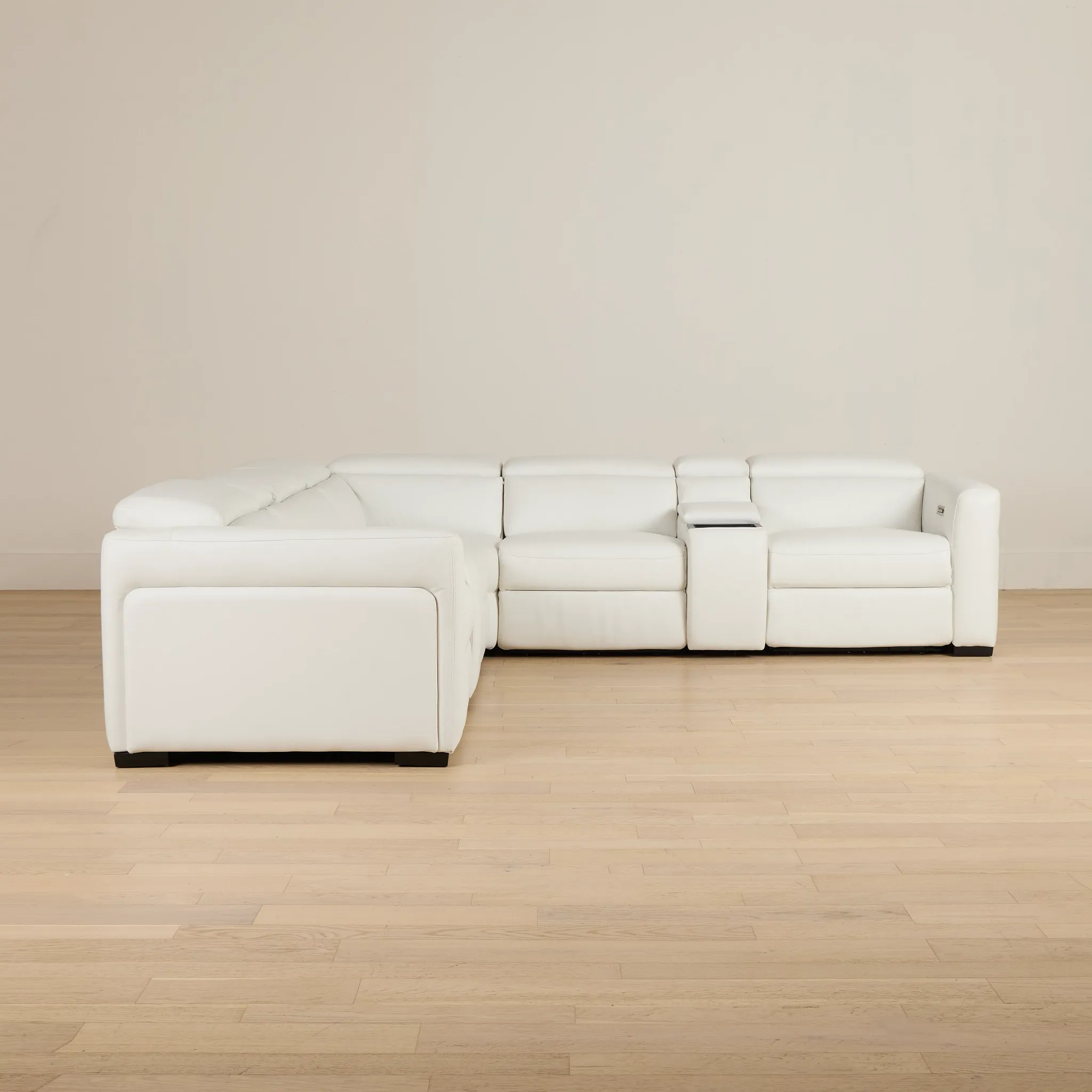 Melody White Micro Large Dual Power Reclining Two-arm Sectional