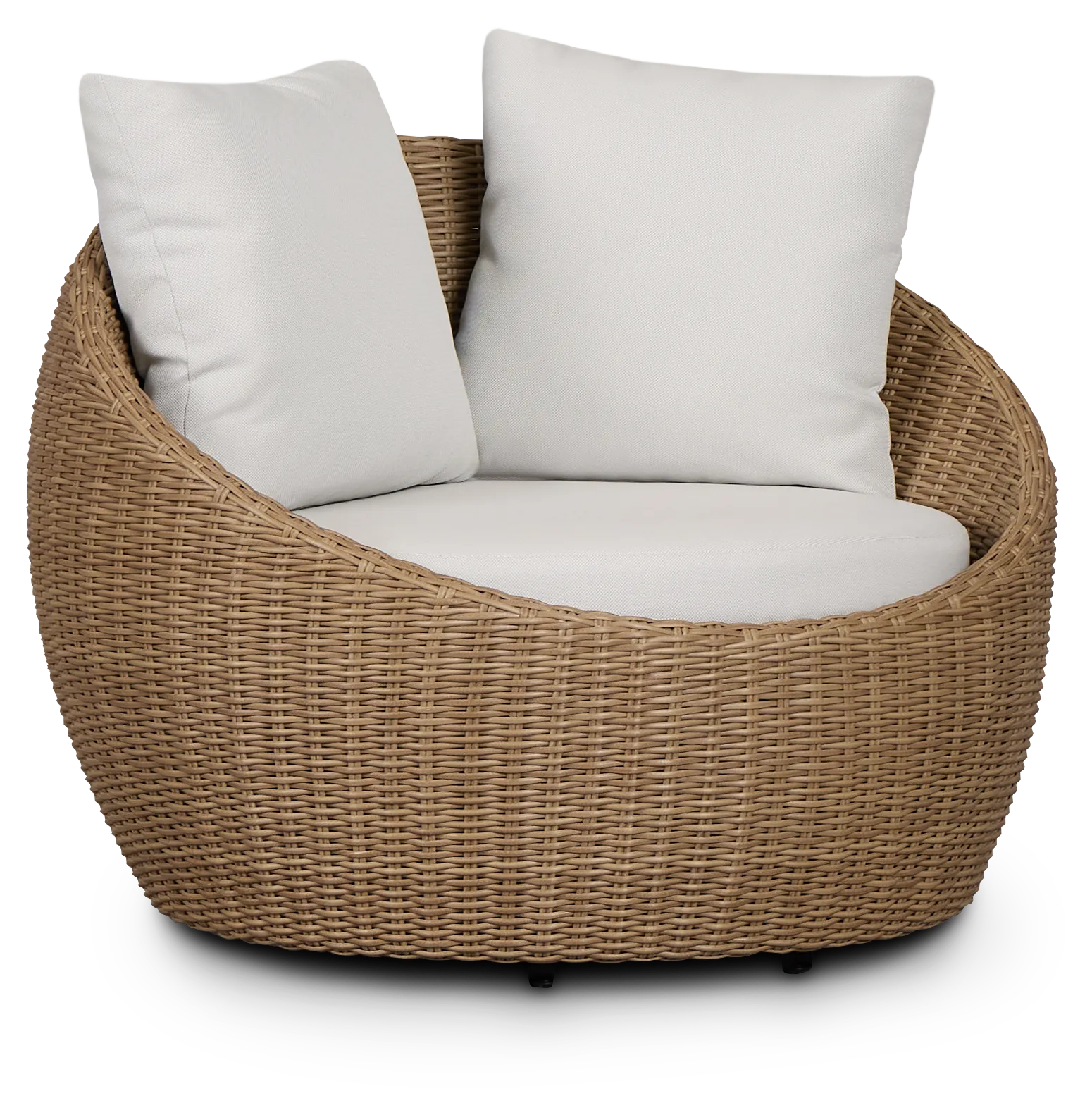 Montecito Light Tone Curved Swivel Chair With Light Beige Cushions