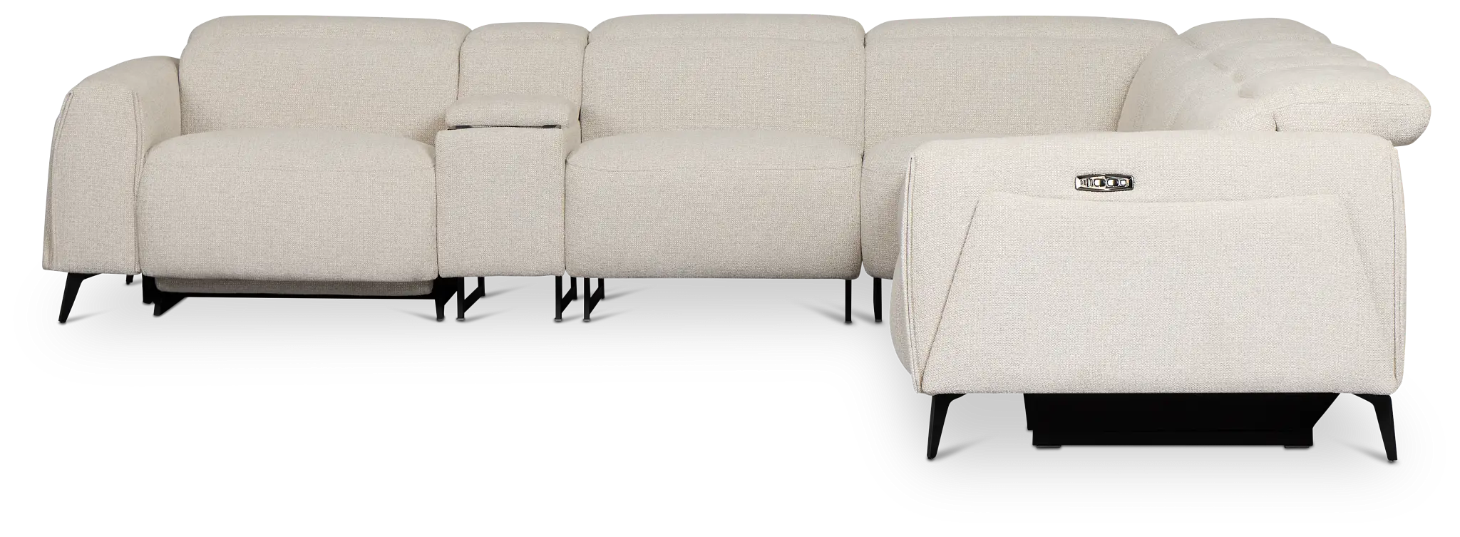 Reyna Light Beige Fabric Large Dual Power Reclining Two-arm Sectional Reyna Light Beige Fabric Large Dual Power Reclining Two-arm Sectional