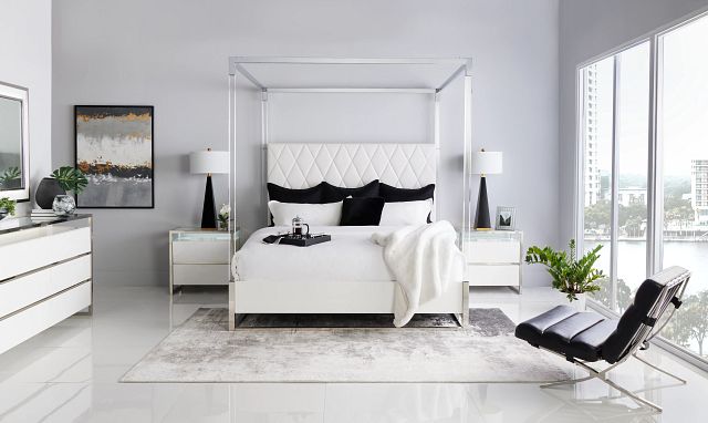 Miami White Uph Canopy Bed (1)