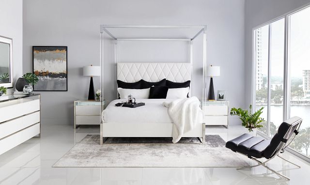 Miami White Uph Canopy Bed