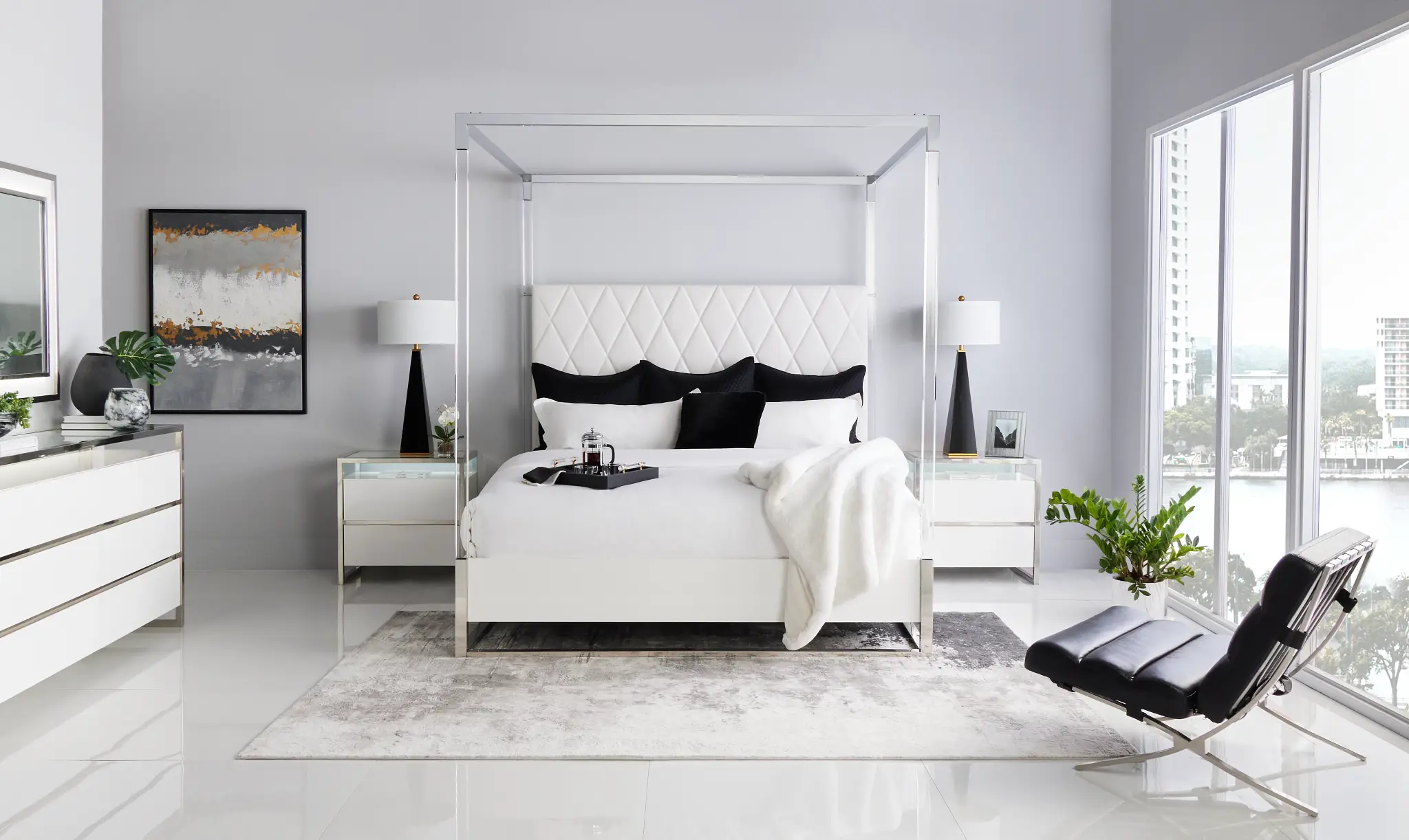 Miami White Uph Canopy Bed Miami White Uph Canopy Bed