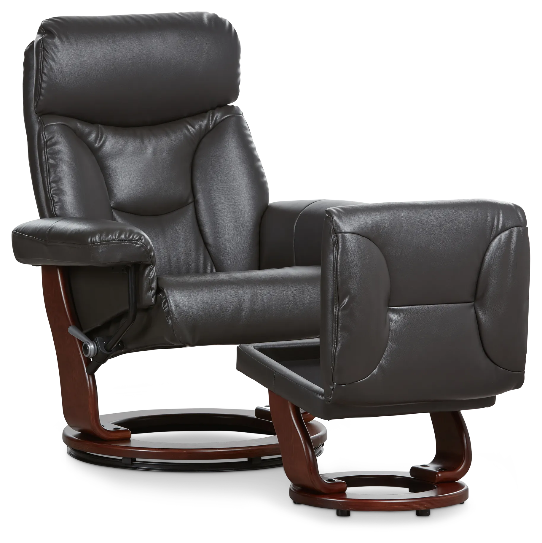 Fisher Dark Gray Micro Recliner & Ottoman