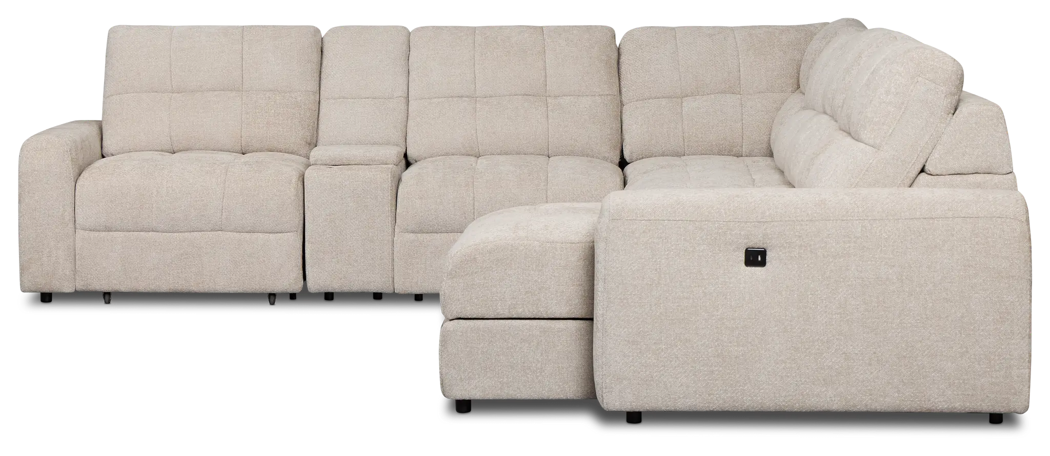 Hendrix Light Taupe Fabric Large Dual Power Right Extension Chaise Sectional Hendrix Light Taupe Fabric Large Dual Power Right Extension Chaise Sectional