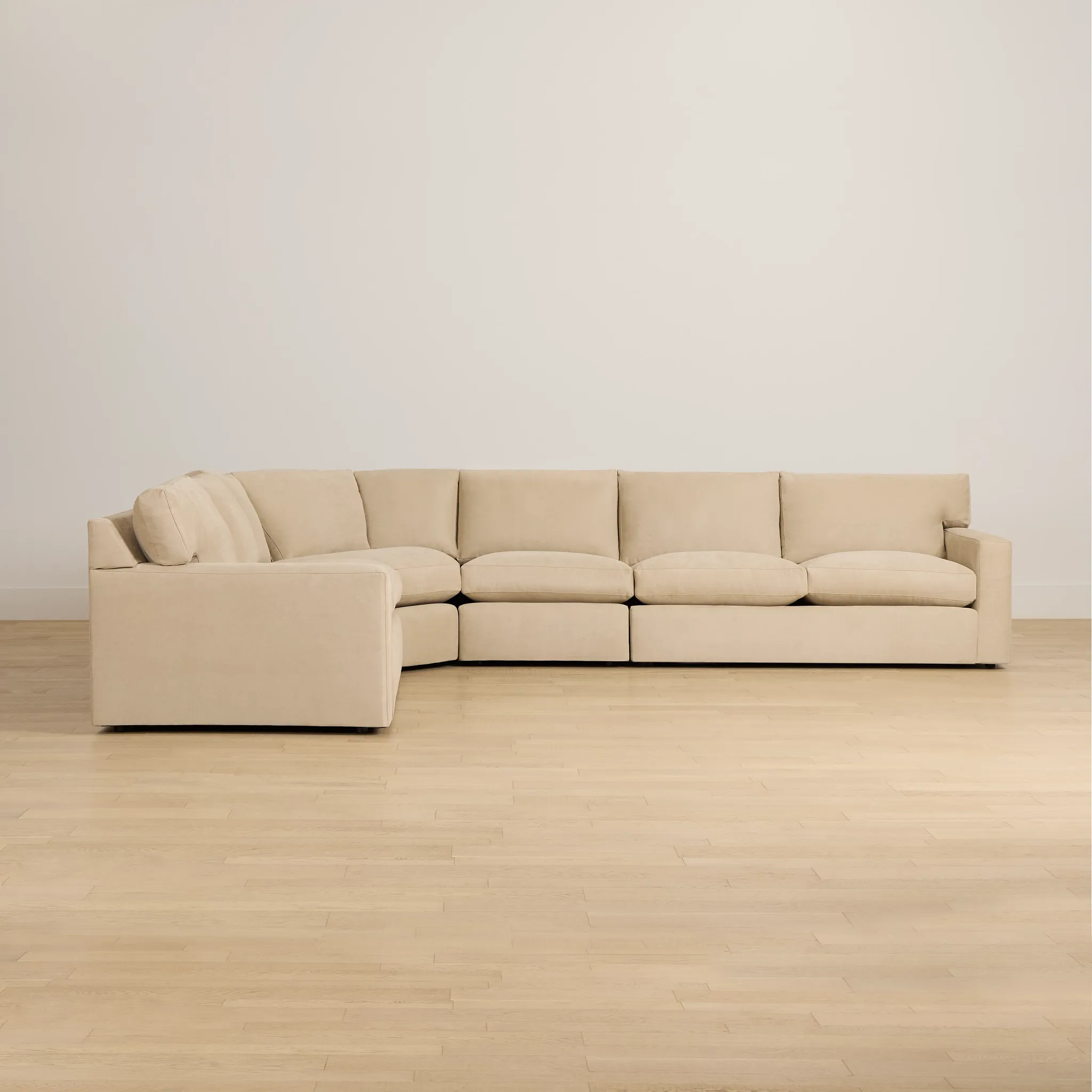 Hudson Beige Fabric Medium 2-arm Wedge Sectional