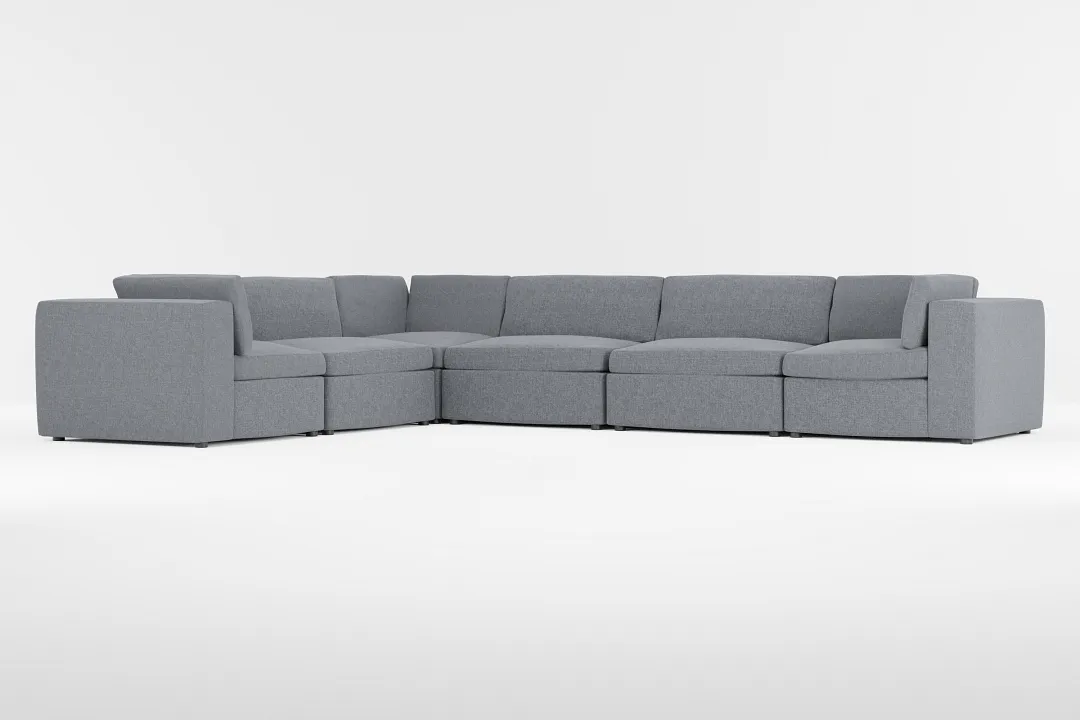 Destin Elevation Gray Fabric 6-piece Modular Sectional