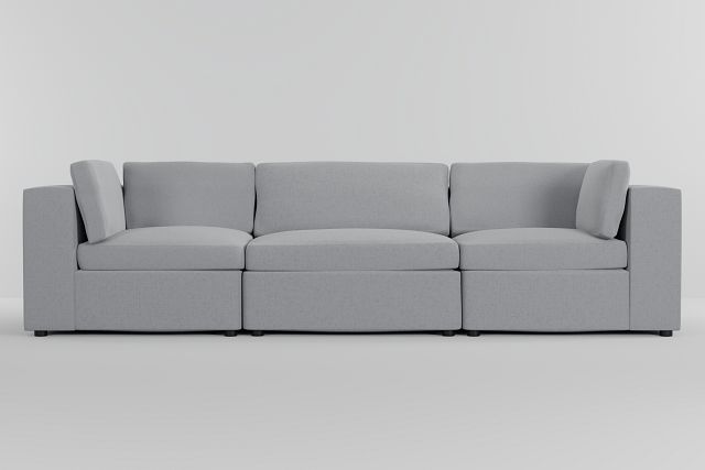 Destin Delray Light Gray Fabric 3 Piece Modular Sofa