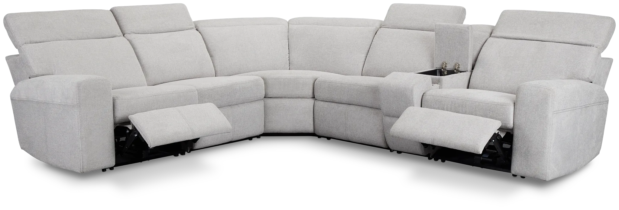 Callum Light Gray Fabric Medium Dual Power 2-arm Reclining Sectional