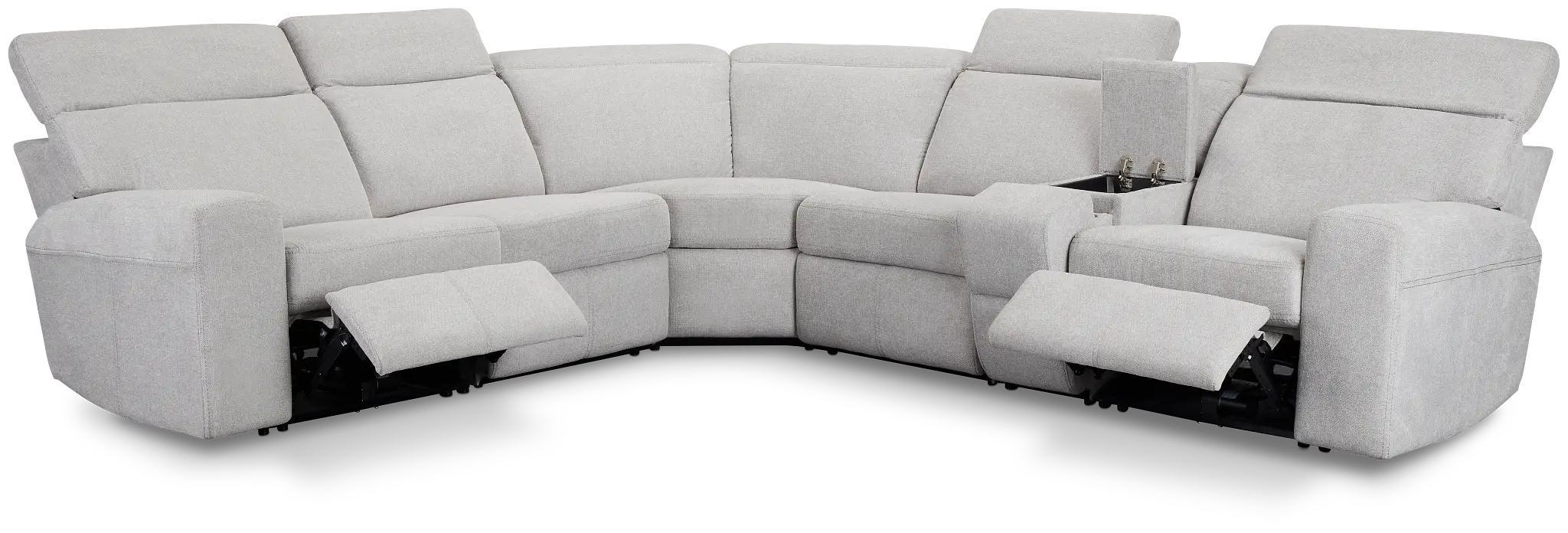 Callum Light Gray Fabric Medium Dual Power 2-arm Reclining Sectional Callum Light Gray Fabric Medium Dual Power 2-arm Reclining Sectional