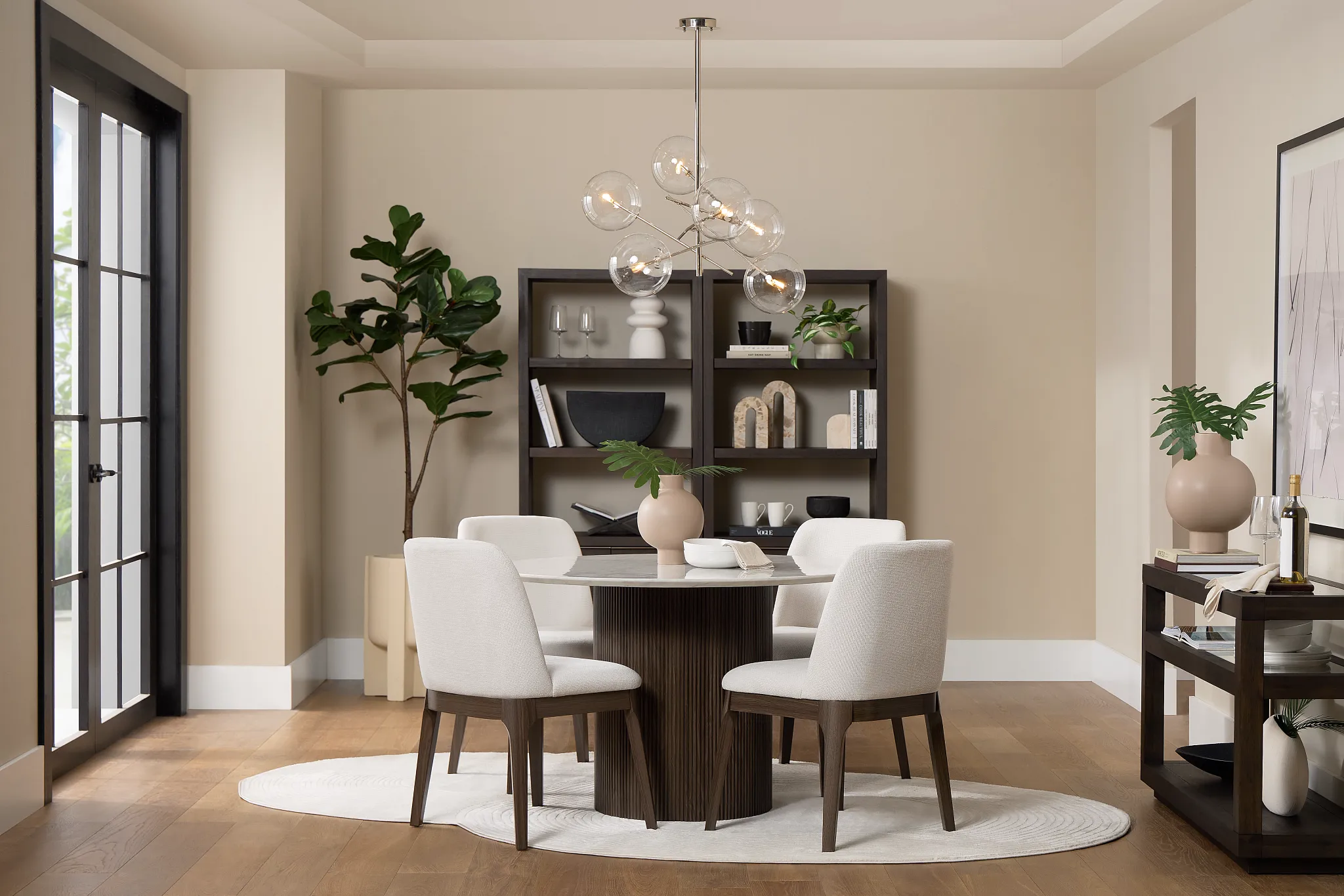Camden Two-tone Round Table & 4 Upholstered Chairs