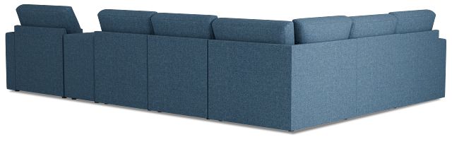 Citymod Blue Fabric Large Right Chaise Sectional With Media Console