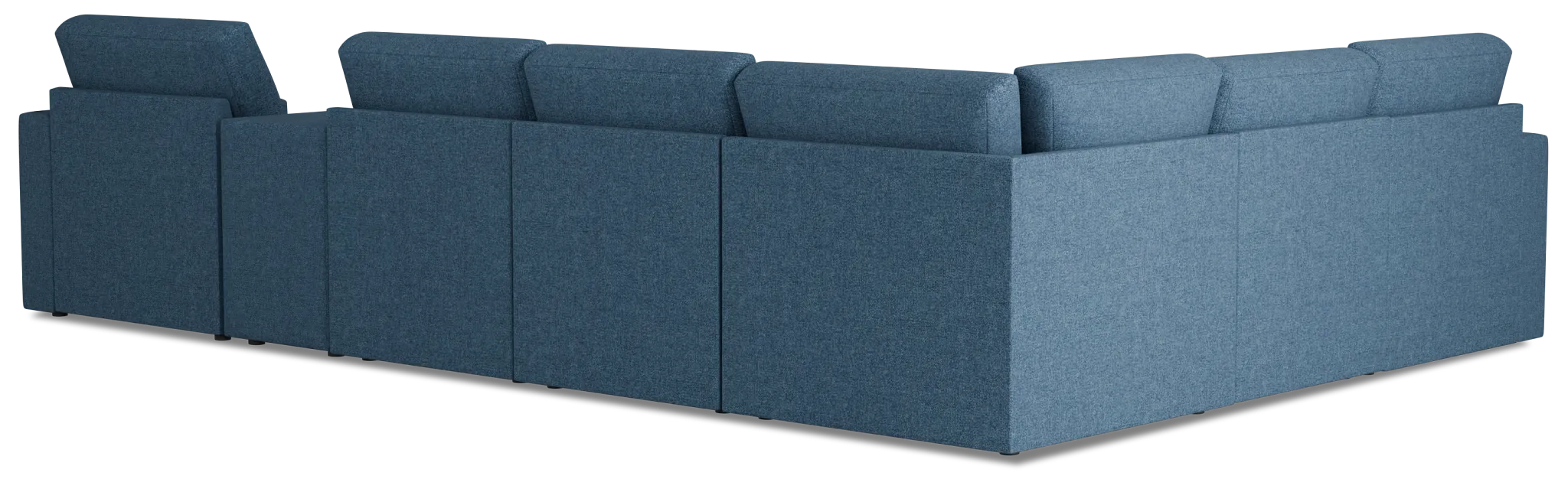 Citymod Blue Fabric Large Right Chaise Sectional With Media Console