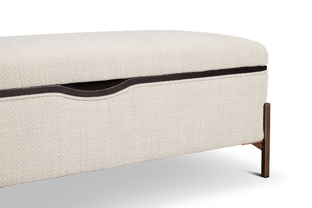 Karissa Dark Beige Rect Storage Accent Ottoman