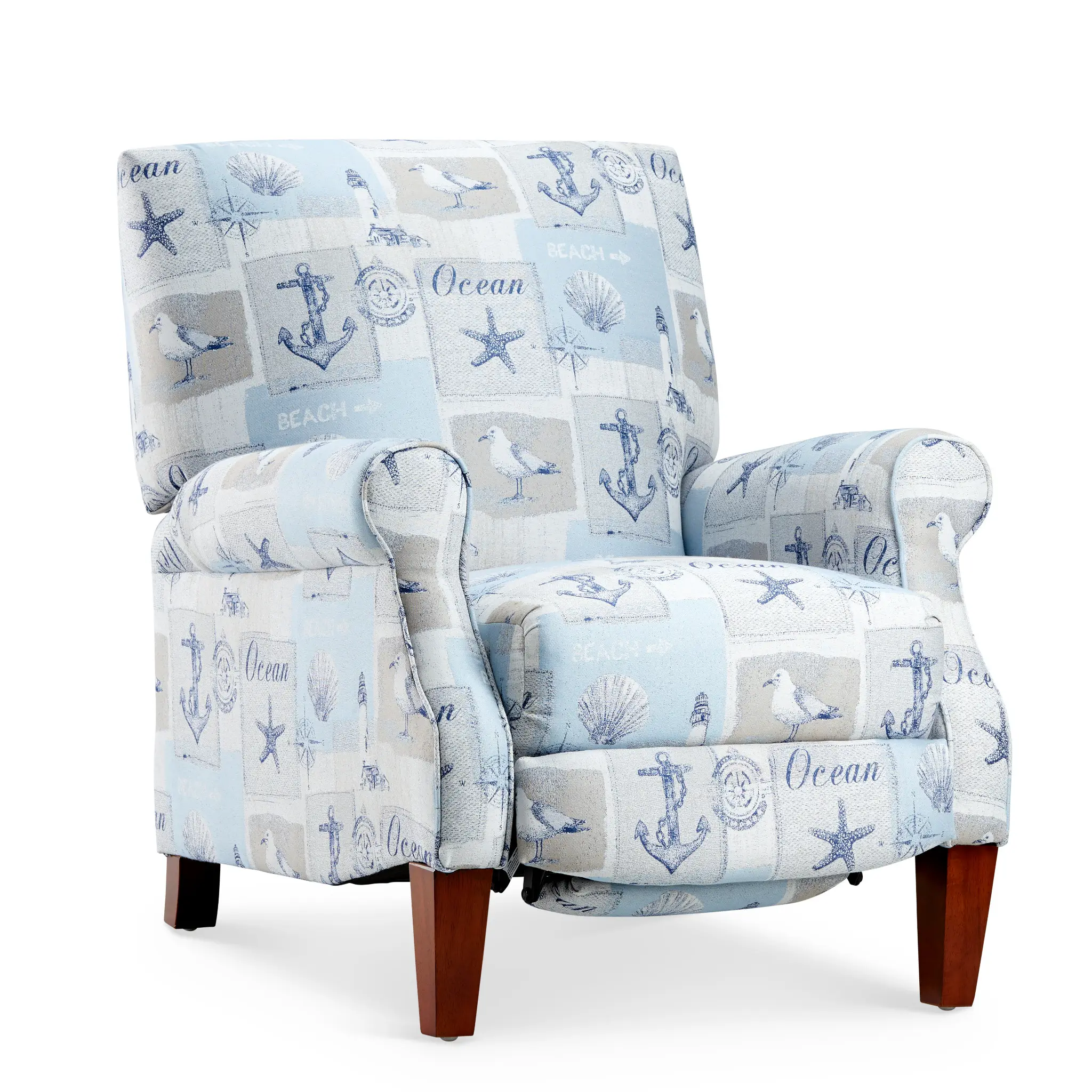 Pompano Light Blue Fabric Push Back Recliner Pompano Light Blue Fabric Push Back Recliner