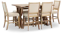 Joplin Light Tone Extension High Table, 4 Barstools & High Bench