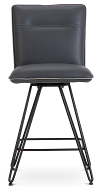 Demi Dark Gray Swivel 24" Upholstered Barstool