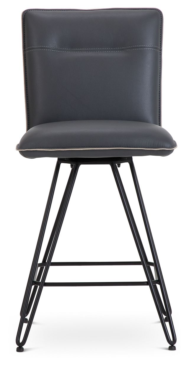 Demi Dark Gray Swivel 24" Upholstered Barstool