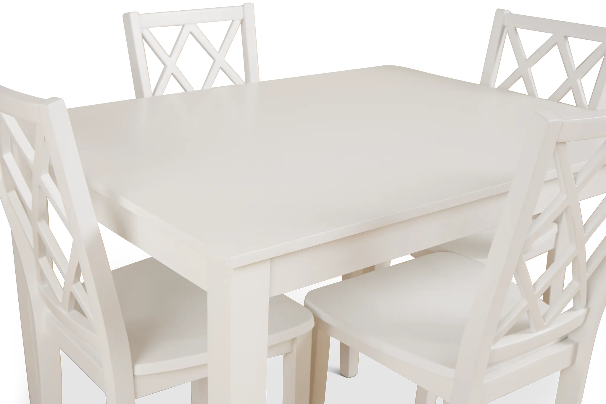 Edgartown White Rect Table & 4 White Wood Chairs